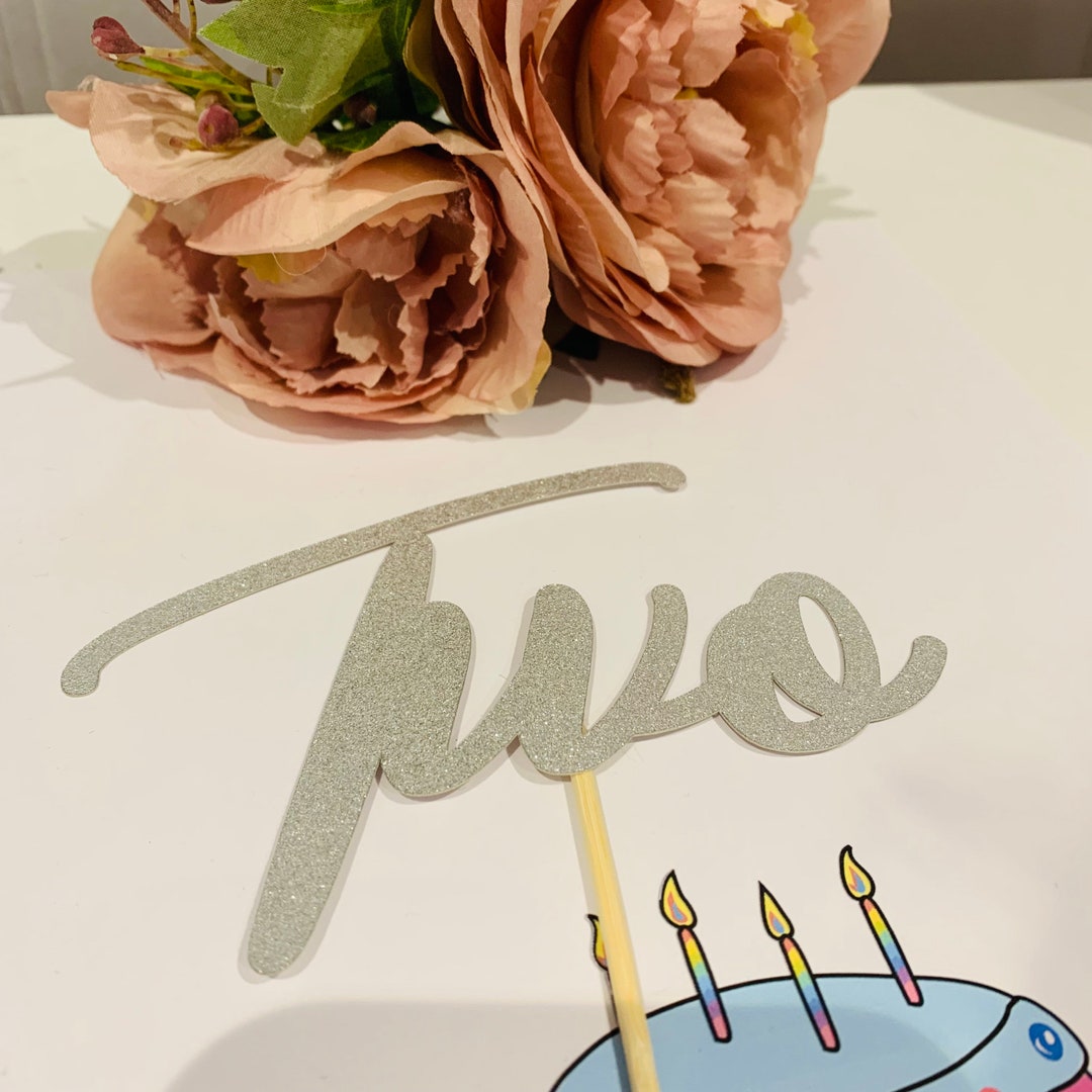 Two Cake Topper, Glitter Card 2nd Birthday Cake Topper, Second Birthday ...