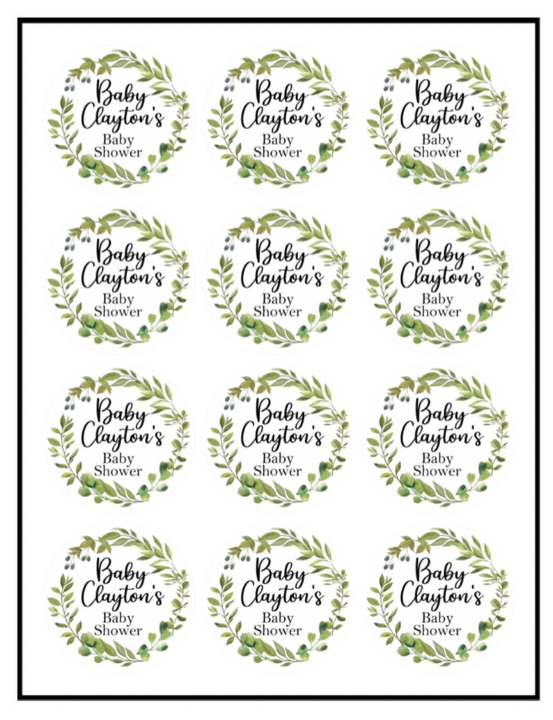 Edible Personalised Cupcake Toppers Pretty Greenery Floral Etsy UK