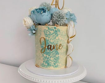 Cake Name charm, cake charm name, custom cake charm. personalised 18,21,30,40,50,60 age cake charm, mirror cake charm, age cake charm