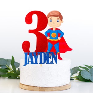 Personalised Superhero Boy Cake topper ANY AGENAME | Personalised Superhero Cake topper | SuperheroCake topper | Superhero Party Supplies