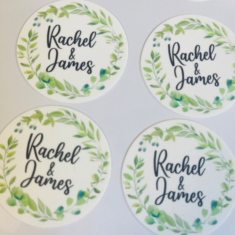 Edible Personalised Cupcake Toppers Pretty Greenery Floral Etsy UK