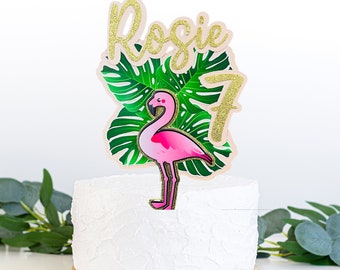 Flamingo cake topper, flamingo tropical summer cake decoration