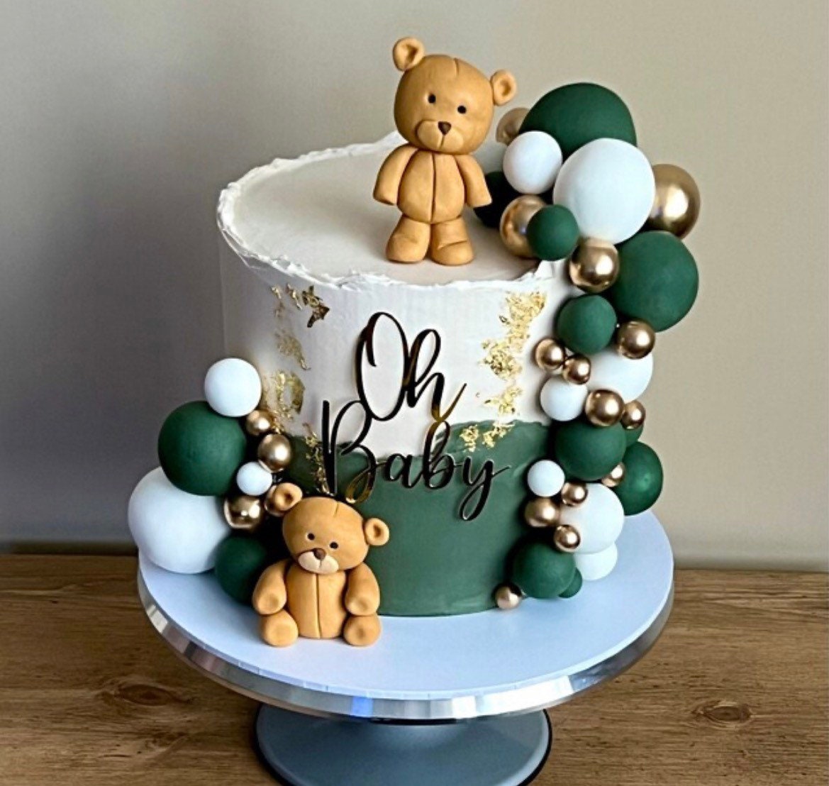 Cake Topper Baby Shower LaVenty Luxury Sage Green Baby Shower Cake ...