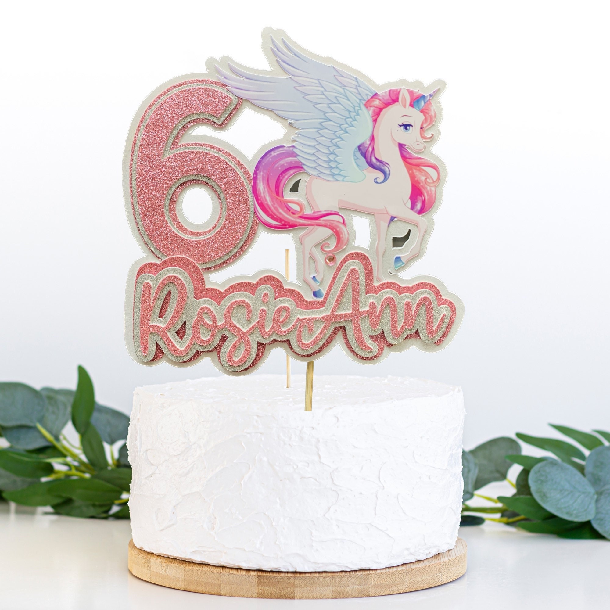 Topper per torta unicorno personalizzato, Topper per torta unicorno  glitterato, topper per torta unicorno personalizzato -  Italia