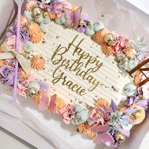 Sheet cake topper, happy birthday sheet topper, personalised custom cake charm