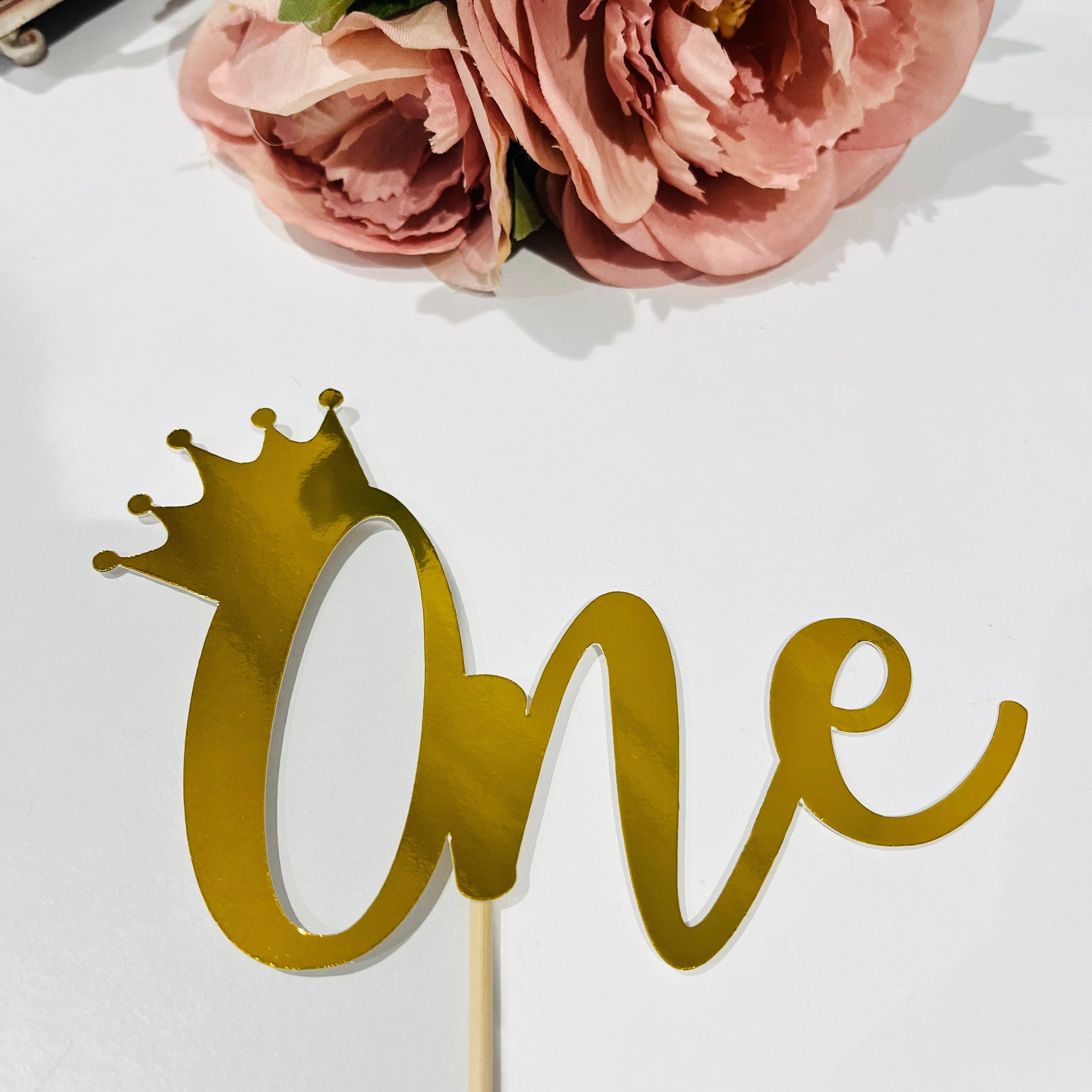 One Crown Cake Topper, Glitter Card 1st Birthday Cake Topper, First ...