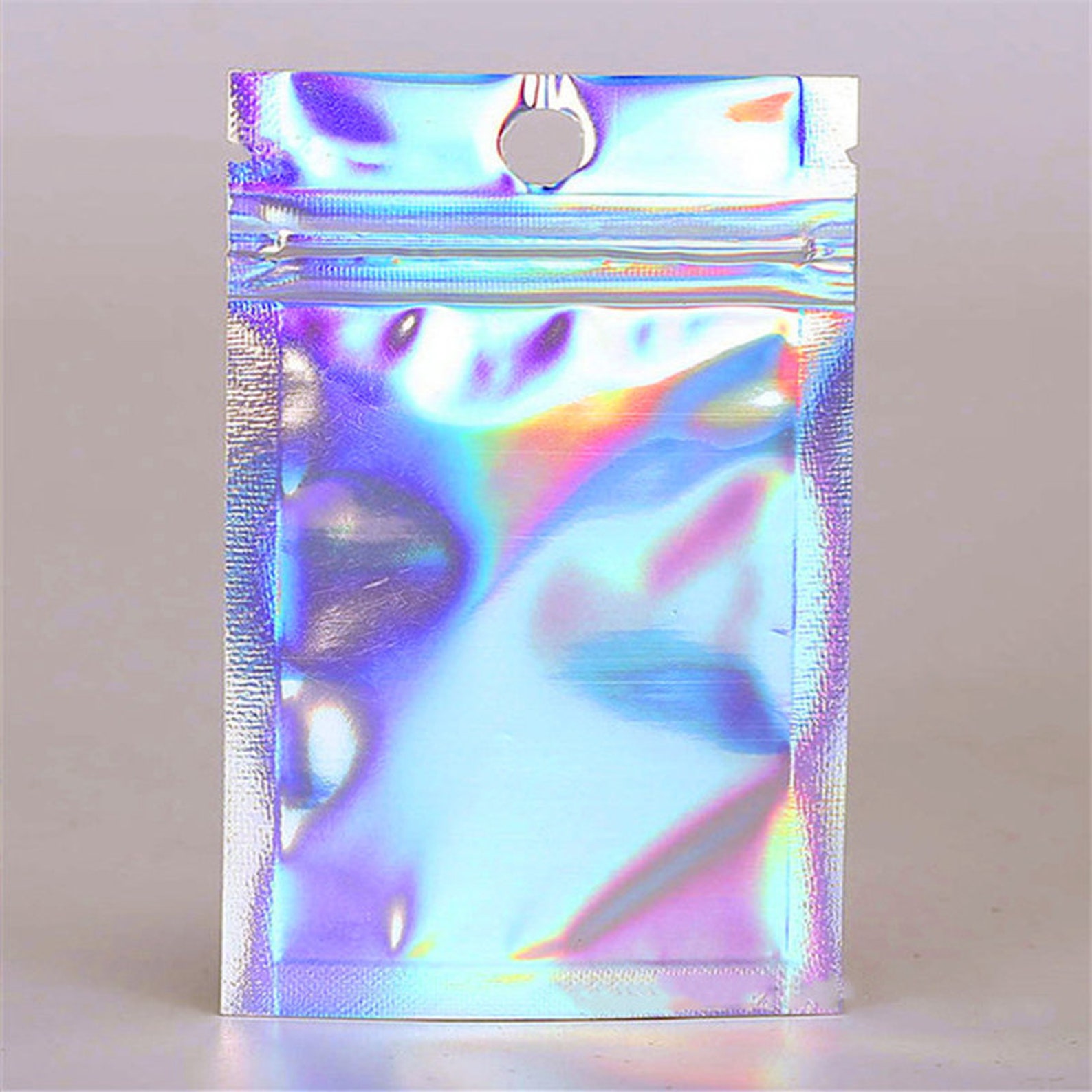 Holographic rainbow bag Silver zipper lock Lip Gloss Bags Etsy