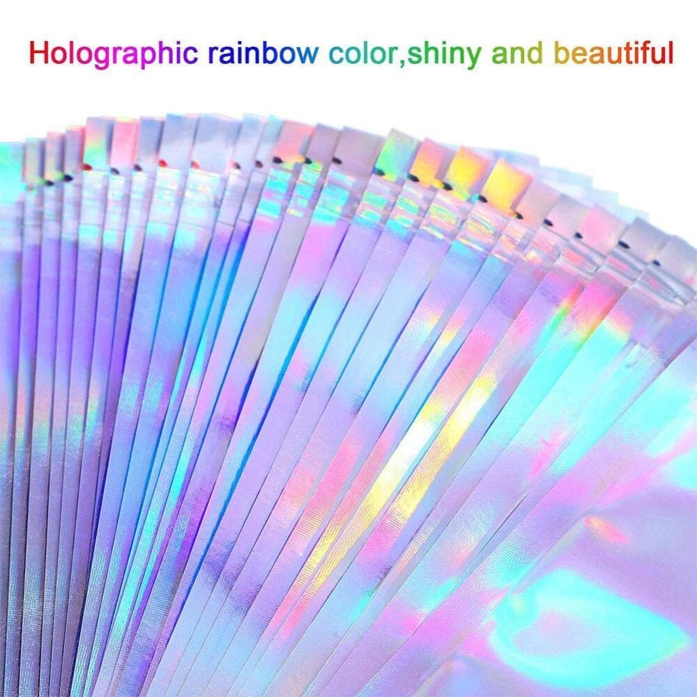 Holographic rainbow bag Silver zipper lock Lip Gloss Bags Etsy