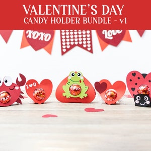 VALENTINE&#39;S day candy holder bundle, 5 pack (V1), ornament gift SVG  - digital download