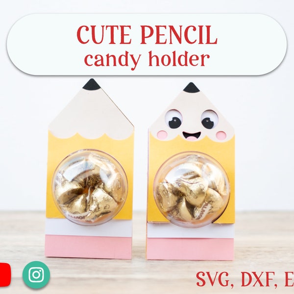 Pencil Candy Holder Ornament SVG, Teacher Gift (Digital Download)