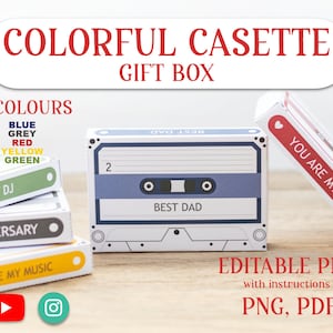 Colorful Casette candy holder favor box PNG, pdf - DIGITAL download