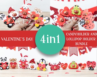 Valentine's Candy & Lollipop Holder Bundle: 10 Designs (Digital Download)