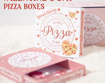 VALENTINE'S DAY PIZZA Boxes candy holder favor box png, pdf - digital download