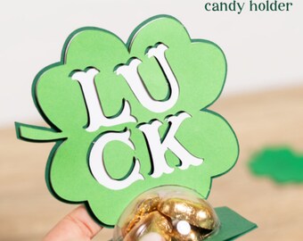 St. Patrick's Day Clover Candy Holder SVG: Treat Box, Ornament (Digital Download)