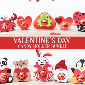 VALENTINE&#39;S day candy holder bundle, 10 pack, ornament gift SVG  - digital download