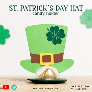 St. PATRICK&#39;S day HAT standing candy holder, treat box, ornament gift SVG - digital download
