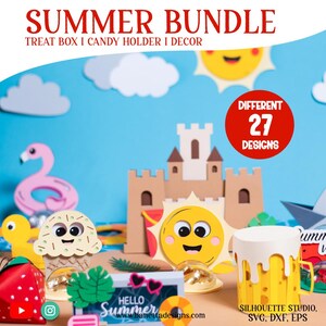 Porte-bonbons SUMMER MEGA BUNDLE, boîte de friandises, cadeau d'ornement de décoration Svg - téléchargement numérique