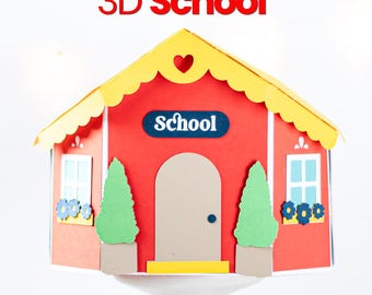 3D School Building Candy Holder SVG – Treat Box Cut File (Digital Download)