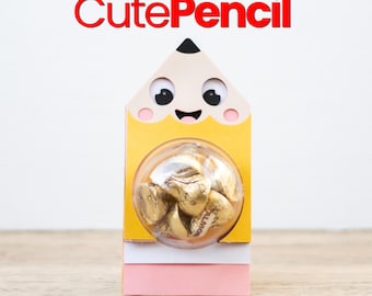 Smiling Pencil Candy Holder SVG | Back to School Treat Box (Digital Download)