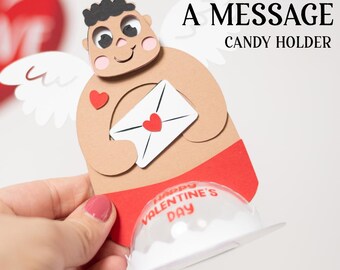 CUPID with MESSAGE candy holder, ornament gift SVG  - digital download