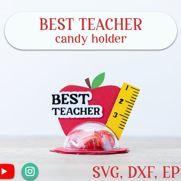 Teacher Candy Holder Ornament SVG: Apple Ruler Design (Digital Download)