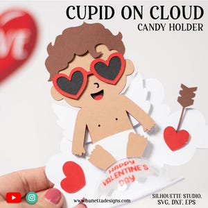 CUPID auf CLOUD Süßigkeiten Halter, Ornament Geschenk SVG - digitaler Download