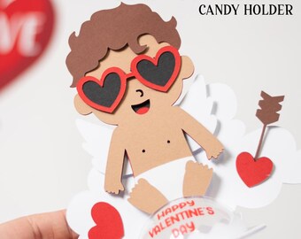 CUPID on CLOUD candy holder, ornament gift SVG  - digital download