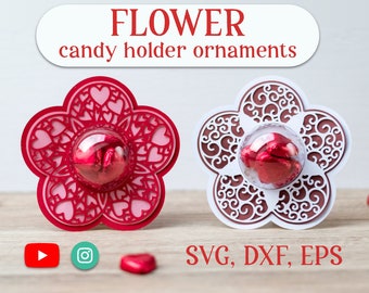 Detailed Flower VALENTINE'S day candy holder, ornament gift SVG - intricate cut  - DIGITAL download