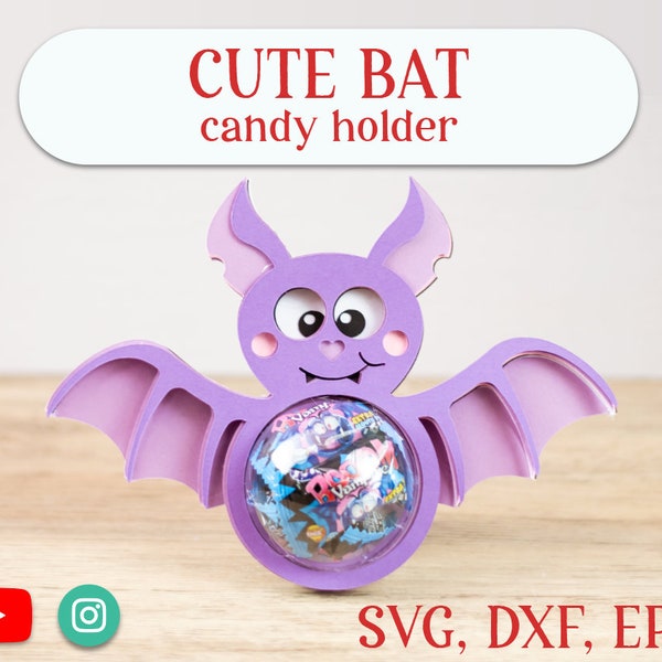 Cute Bat Candy Holder Ornament SVG, Halloween Gift (Digital Download)