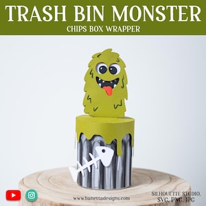 TRASH Bin MONSTER Halloween Chips Box Wrapper - Box not included - gift idea SVG - digital download