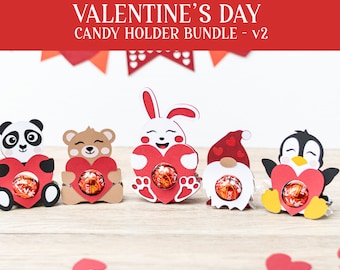 VALENTINE'S day candy holder bundle (V2), 5 pack, ornament gift SVG  - digital download