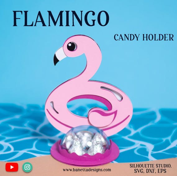 FLAMINGO Treat Box, Candy Holder, Ornament Gift SVG, Digital