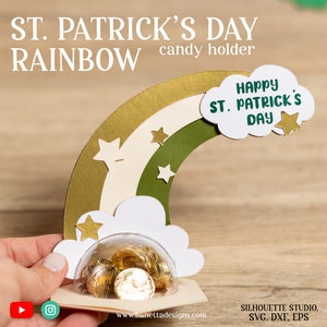 St. PATRICK&#39;S day RAINBOW standing candy holder, treat box, ornament gift SVG - digital download