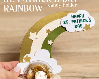 St. PATRICK'S day RAINBOW standing candy holder, treat box, ornament gift SVG - digital download
