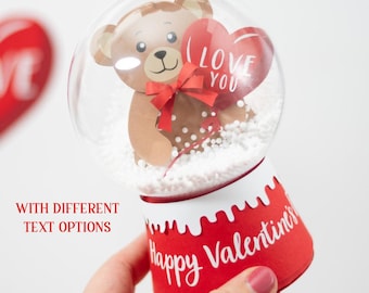 3D VALENTINE'S DAY Snow Globe candy holder, treat box, ornament gift SVG - digital download