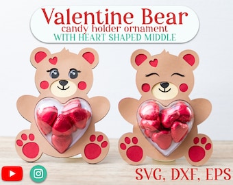 Valentine Bear Candy Holder Ornament: Heart SVG (Digital Download)