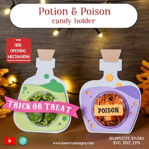 POTION and POISON Halloween candy holder, treat box, ornament gift SVG - digital download