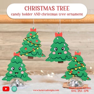 ARBRE DE NOËL Porte-bonbons et ornement d’arbre de Noël, boîte à friandises, cadeau d’ornement SVG - téléchargement numérique