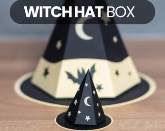 3D WITCH HAT Box Centerpiece - candy holder, treat box, ornament gift SVG - digital download