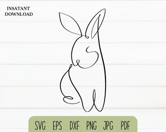 Easter Bunny lineart/one line SVG design - DIGITAL DOWLOAD