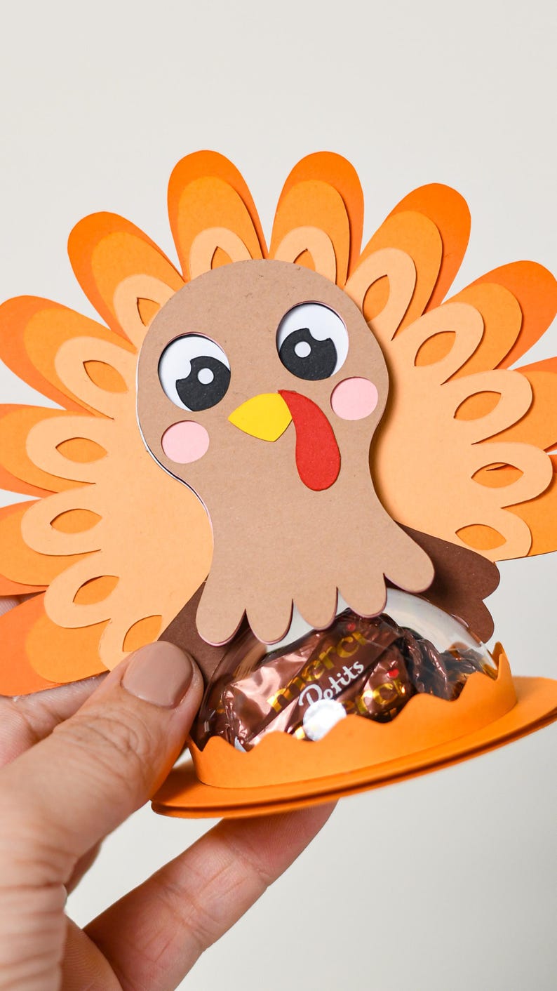 CUTE TURKEY Thanksgiving Standing Candy Holder, Treat Box, Ornament