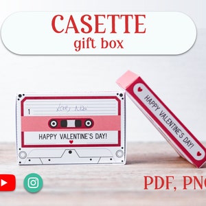 Casette VALENTINE&#39;S day candy holder favor box PNG, pdf - DIGITAL download