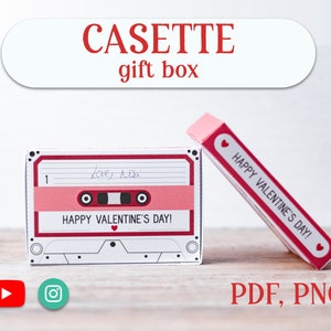 Casette VALENTINE'S day candy holder favor box PNG, pdf - DIGITAL download