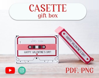 Casette VALENTINE'S day candy holder favor box PNG, pdf - DIGITAL download
