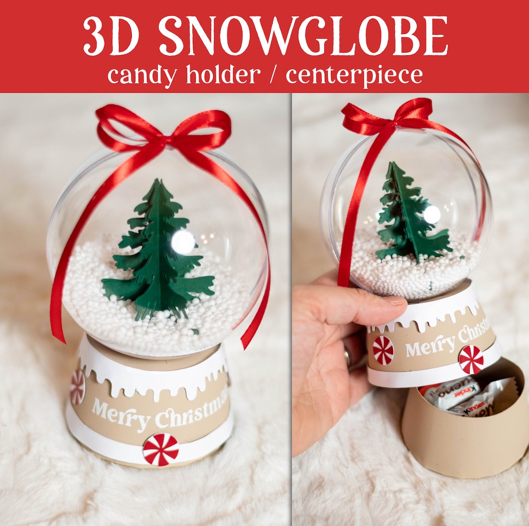3D SNOW GLOBE Candy Holder, Treat Box, Ornament Gift SVG - Digital ...