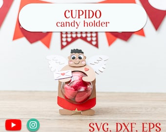 CUPIDO VALENTINE'S day candy holder, ornament gift SVG  - digital download