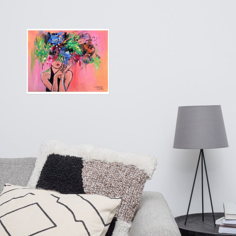 Woman Painting Print: Wildflowers & Faceless Portrait Painting, Woman's Face with a Crown of Flowers Art image 7