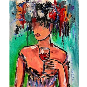 女性絵画プリント オリジナルアートポスター 花 女性絵画プリント ワインアート 顔のない肖像画アート 抽象的な女性アート 比喩的な壁アート