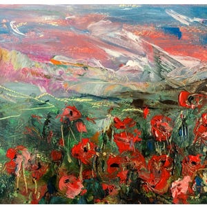 Poppies Painting Print Original Art Poster Flowers Painting Wildflowers Art Print Landscape Poster Abstract Floral Poster Poppies Wall Art