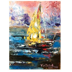 Sailboat Painting Print Original Art Poster Seascape Painting Boat Painting Print Sailboat Wall Art Nautical Artwork Nautical Wall Art